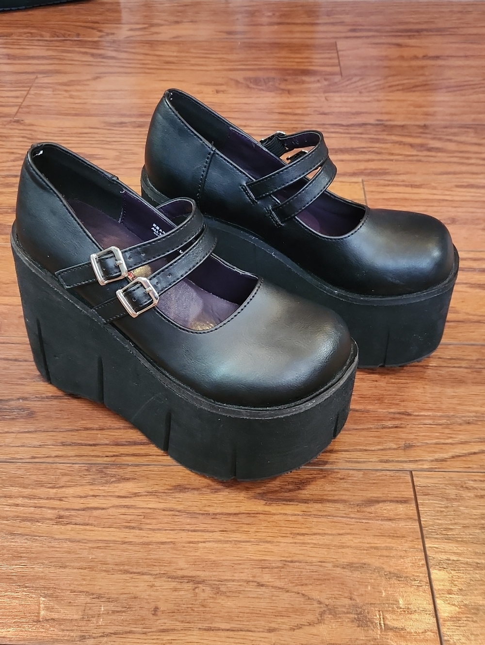 Demonia Kera 08 Black Platform Double Buckle Mary Janes
